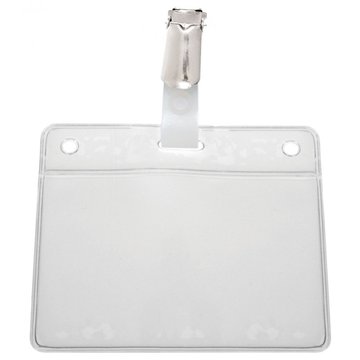 Porte-badges souple présentation horizontale pour 1 carte Format CB + clip métal bretelle monté – lot de 100  photo 1