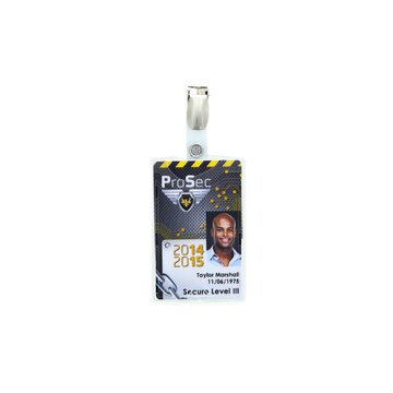 Porte-Badge rigide 1 face translucide/1 face dépolie - présentation verticale pour 1 carte Format CB + clip métal bretelle monté – lot de 100 photo 2