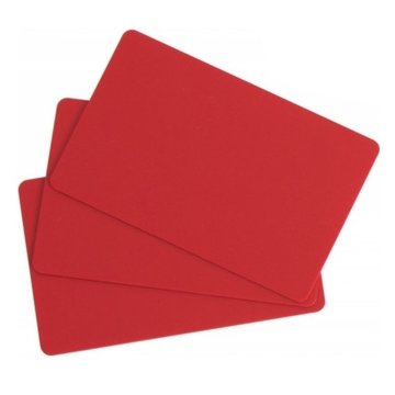 Cartes plastiques laminées couleur rouge - format CB - épaisseur 0.76mm - lot de 100 - Evolis Edikio photo 1
