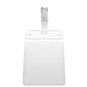 Porte-Badge souple présentation verticale pour  1 carte Format CB + clip métal bretelle monté  – lot de 100 miniature photo 1