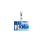 Porte-Badge rigide 1 face translucide/1 face dépolie -présentation horizontale pour  1 carte Format CB + clip métal bretelle monté  – lot de 100 miniature photo 2